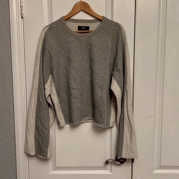 7 For All Mankind Flare Sleeve Crop Sweatshirt - Picture 6 of 12